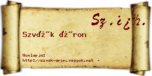 Szvák Áron névjegykártya